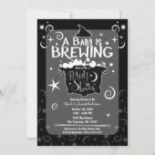ビッチング醸造カルドロンハロウィーンベビーシャワー 招待状 (正面)