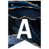 ビッデイアガテネイビーブルー金ゴールド大理石バンティングフラグ バンティングフラッグ (第3の旗)