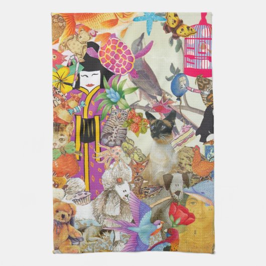 ビットおよび下げ振のコラージュ1枚の台所タオル キッチンタオル (縦)