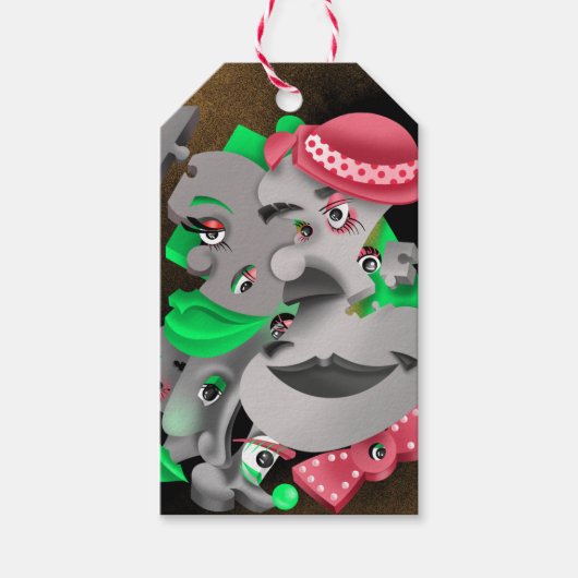 ビットとピース – シュールパズル顔ギフトラベル ギフトタグ (正面)