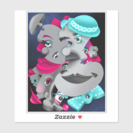 ビットとピース – シュールパズル顔ステッカー シール