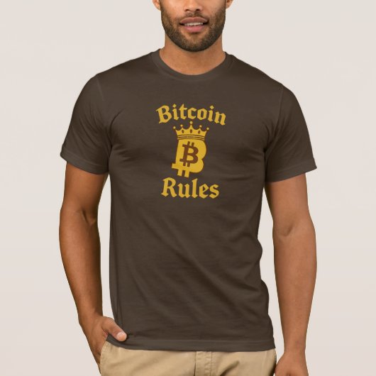 ビットコインが王様を支配 クローネ 暗号通貨 Tシャツ (正面)