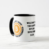 ビットコインでマイニング中 JUST MINING MY OWN BUSINESS 楽しいビットコイ マグカップ (正面左)