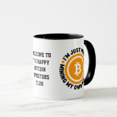 ビットコインでマイニング中 JUST MINING MY OWN BUSINESS 楽しいビットコイ マグカップ (正面右)