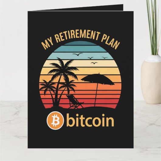 ビットコインでリタイア ビーチサンセット カード (正面)