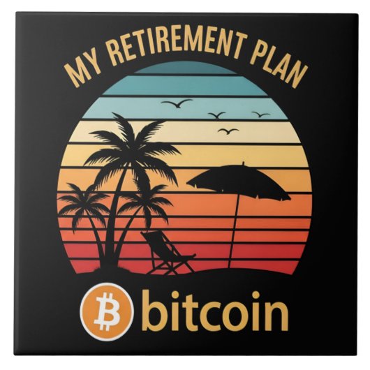 ビットコインでリタイア ビーチサンセット タイル (正面)