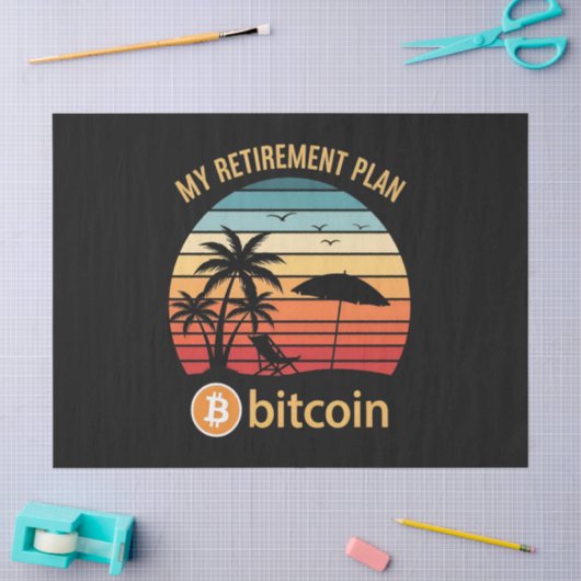 ビットコインでリタイア ビーチサンセット 薄葉紙 (クラフト)