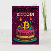 ビットコインのように老化する面白い仮想通貨の誕生日カード 箔グリーティングカード (正面)