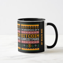 ビットコインのクリスマスを夢見て フェイクニット柄 マグカップ
