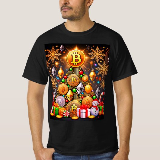 ビットコインのクリスマスツリー Tシャツ (正面)