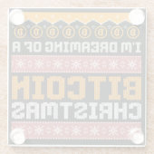 ビットコインのクリスマスニットフェイクパターンの夢 ガラスコースター (裏面)