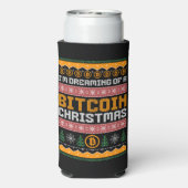 ビットコインのクリスマスニットフェイクパターンの夢 スリム缶クーラー (Seltzer裏面)
