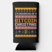 ビットコインのクリスマスニットフェイクパターンの夢 スリム缶クーラー (裏面)