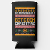 ビットコインのクリスマスニットフェイクパターンの夢 スリム缶クーラー (正面)