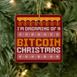 ビットコインのクリスマスニットフェイクパターンの夢 セラミックオーナメント
