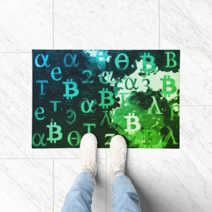 ビットコインのシンボル (スタイル: プロフィットグリーン - 11) ドアマット