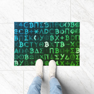 ビットコインのシンボル (スタイル: プロフィットグリーン - 9) ドアマット