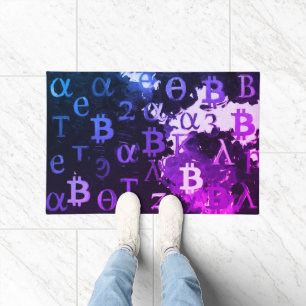 ビットコインのシンボル (スタイル: マイアミ パープル - 11) ドアマット