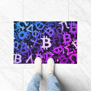 ビットコインのシンボル (スタイル: マイアミ パープル - 3) ドアマット