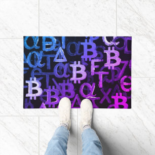 ビットコインのシンボル (スタイル: マイアミ パープル - 6) ドアマット