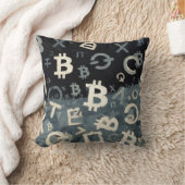 ビットコインのシンボル (スタイル: D) クッション (ブランケット)