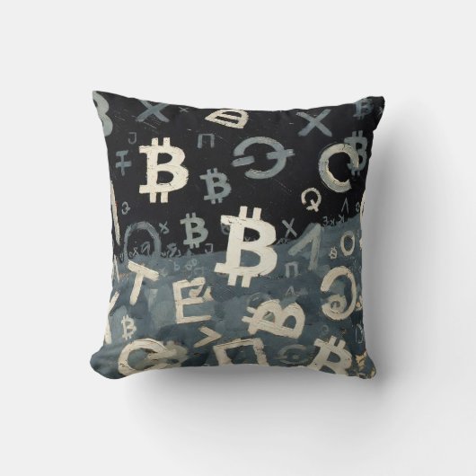 ビットコインのシンボル (スタイル: D) クッション (正面)
