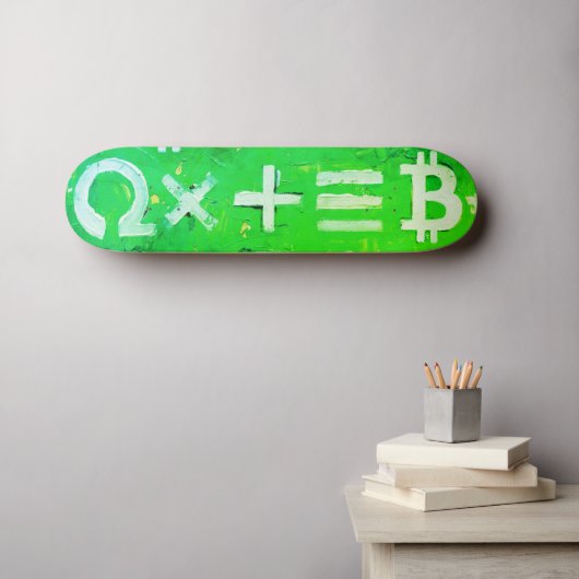 ビットコインのシンボル (明るい利益 グリーン - 5) スケートボード (ウォールアート (横))