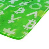 ビットコインのシンボル (明るい利益 緑 - 1) カッティングボード (角)