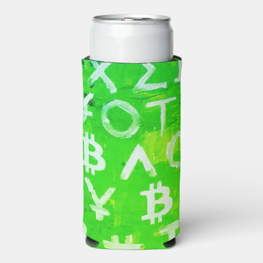 ビットコインのシンボル (明るい利益 緑 - 1) スリム缶クーラー (Seltzer正面)