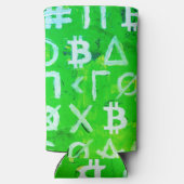 ビットコインのシンボル (明るい利益 緑 - 1) スリム缶クーラー (裏面)