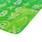 ビットコインのシンボル (明るい利益 緑 - 2) カッティングボード (角)