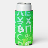 ビットコインのシンボル (明るい利益 緑 - 2) スリム缶クーラー (Seltzer裏面)