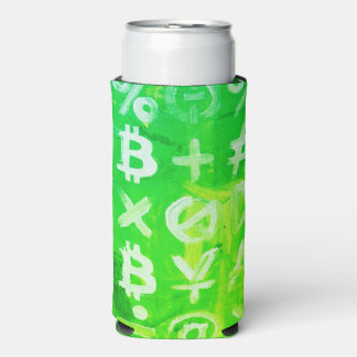 ビットコインのシンボル (明るい利益 緑 - 2) スリム缶クーラー