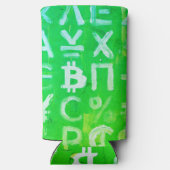 ビットコインのシンボル (明るい利益 緑 - 2) スリム缶クーラー (裏面)