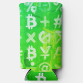 ビットコインのシンボル (明るい利益 緑 - 2) スリム缶クーラー (正面)