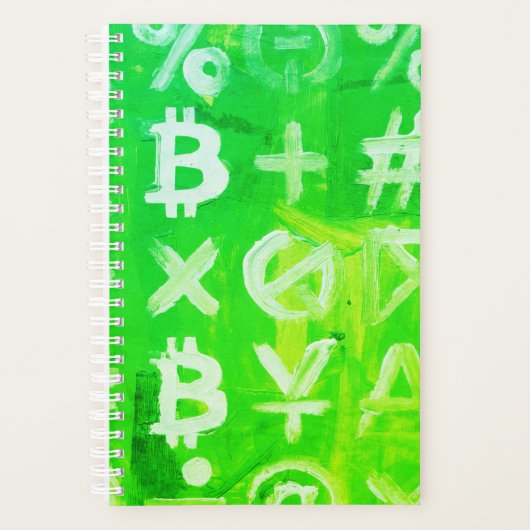 ビットコインのシンボル (明るい利益 緑 - 2) プランナー手帳 (正面)