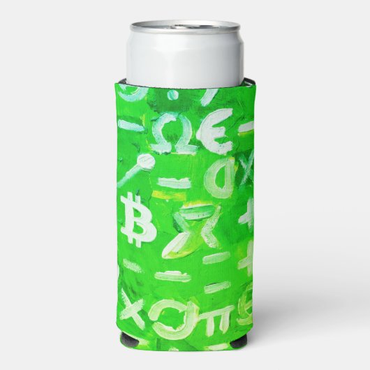 ビットコインのシンボル (明るい利益 緑 - 3) スリム缶クーラー (Seltzer正面)