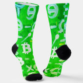 ビットコインのシンボル (明るい利益 緑 - 3) ソックス (傾斜あり)