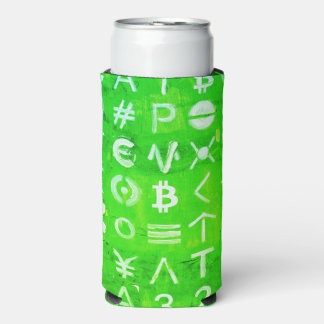 ビットコインのシンボル (明るい利益 緑 - 4) スリム缶クーラー