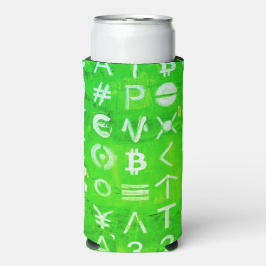 ビットコインのシンボル (明るい利益 緑 - 4) スリム缶クーラー (Seltzer正面)