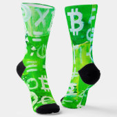 ビットコインのシンボル (明るい利益 緑 - 6) ソックス (傾斜あり)