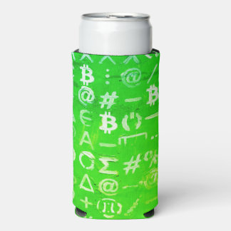 ビットコインのシンボル (明るい利益 緑 - 8) スリム缶クーラー