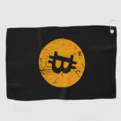 ビットコインのデジタル通貨コインのブロックチェーンフィン ゴルフタオル (横)