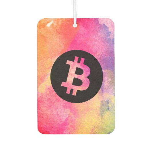 ビットコインの水彩画 カーエアーフレッシュナー (正面)