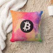 ビットコインの水彩画 (スタイル1 - ジェネシス) クッション (ブランケット)