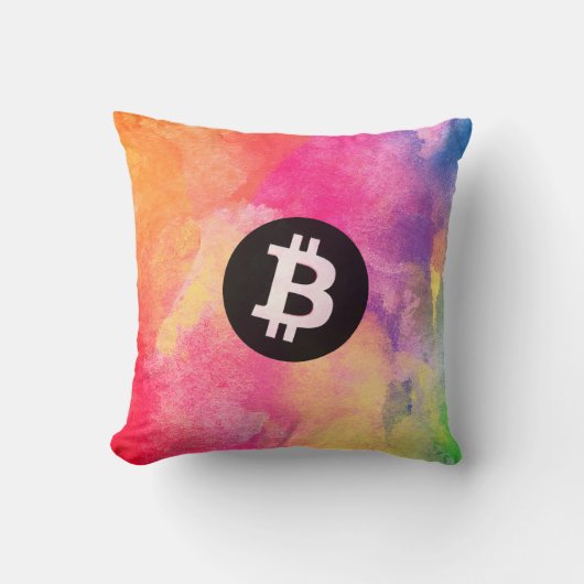 ビットコインの水彩画 (スタイル1 - ジェネシス) クッション (正面)