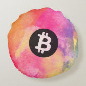 ビットコインの水彩画 (スタイル1 - ジェネシス) ラウンドクッション (裏面)