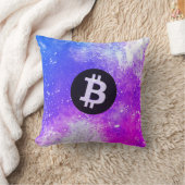 ビットコインの水彩画 (スタイル2 - マイアミ) クッション (ブランケット)