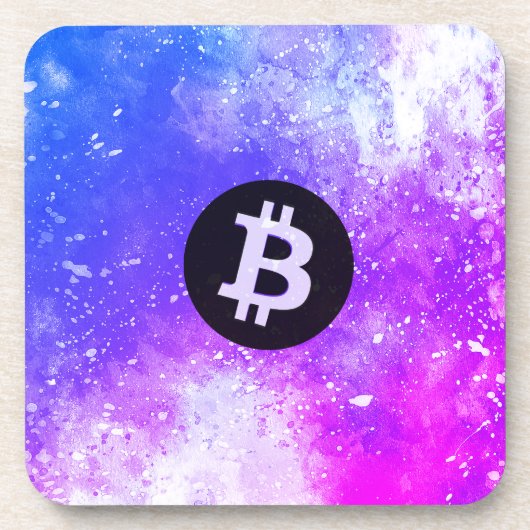ビットコインの水彩画（スタイル2 - マイアミ） コースター (正面)