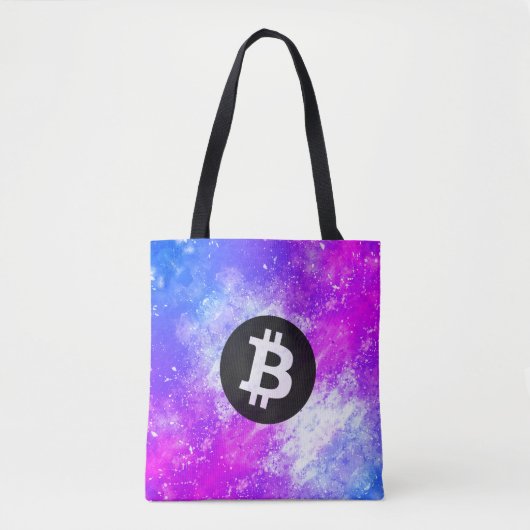 ビットコインの水彩画(スタイル2 - マイアミ) トートバッグ (正面)